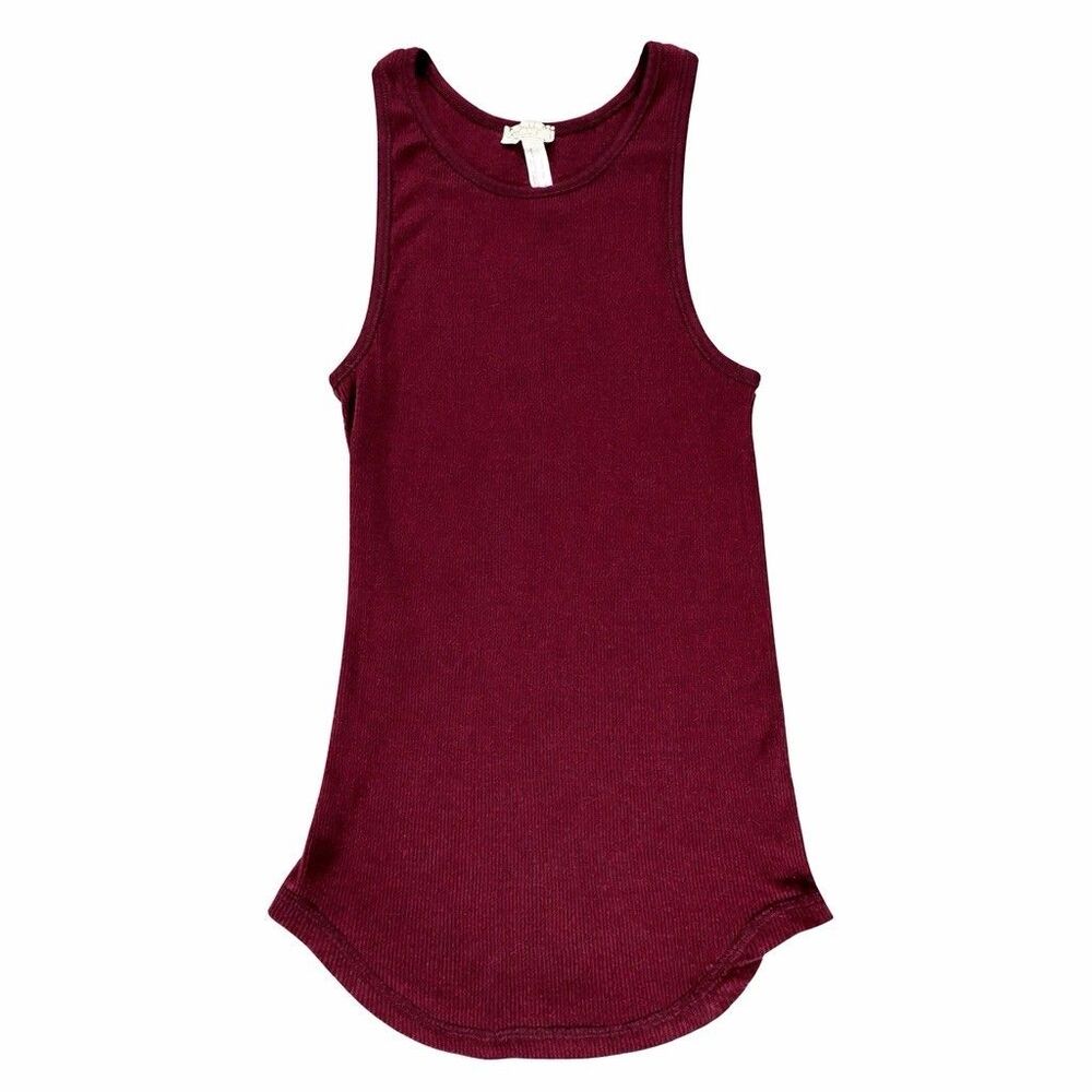Free People We The Free Ribbed Tank Top Burgundy XS/S Flawed Womens - Picture 2 of 6